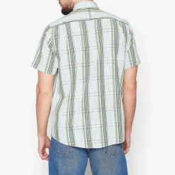 Best Signal Teis Check Slub Skjorte, , XL Worn Green