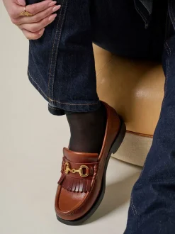 Outlet Playboy Footwear The Valerie Loafers, , 36 Brandy Leather