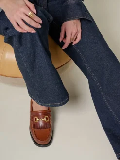 Outlet Playboy Footwear The Valerie Loafers, , 36 Brandy Leather