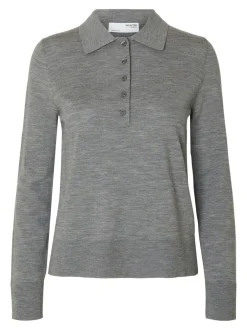 Sale Selected Women Thea Merino Striktrøje, , S Medium Grey Melange
