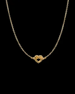 New Jane Kønig Tied Heart Halskæde, , 38,8-42,8 cm Gold Plated