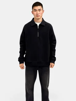 New Woodbird Tom Zip Polo Sweatshirt, , S Black