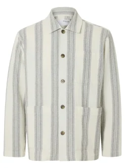 Discount Selected Homme Tony Waffle Stripe Overshirt, , M Egret Stripes