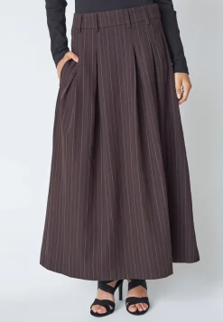 Online Co'Couture TrinnyCC Pleat Stripe Nederdel, , M Dark Brown
