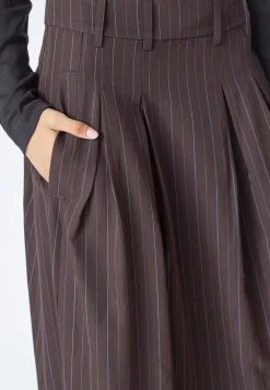Online Co'Couture TrinnyCC Pleat Stripe Nederdel, , M Dark Brown