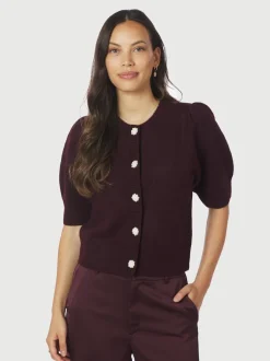 Neo Noir Trudy Deco Knit Cardigan, , 40 Wine