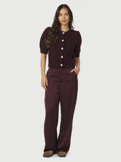 Neo Noir Trudy Deco Knit Cardigan, , 40 Wine