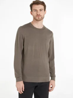 Discount Calvin Klein Uld Striktrøje, , S Pale Bark