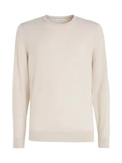 Outlet Calvin Klein Uld Striktrøje, , XL Stoney Beige