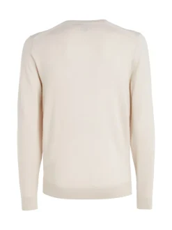 Outlet Calvin Klein Uld Striktrøje, , XL Stoney Beige