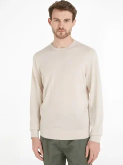 Outlet Calvin Klein Uld Striktrøje, , XL Stoney Beige