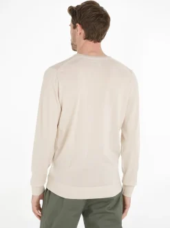 Outlet Calvin Klein Uld Striktrøje, , XL Stoney Beige