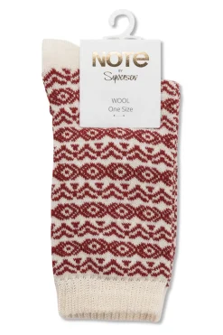 Discount Note by Syversen Uld Strømper, Offwhite/Burgundy