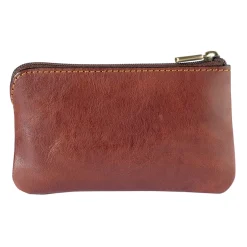 Outlet Tony Perotti Vegetale Leather Zippered Nøglepung, Dark Brown