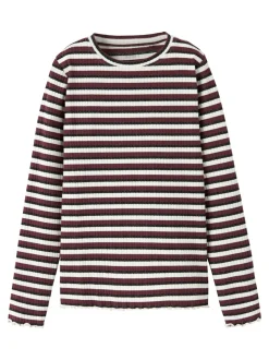 Best Name It Vemma Glitter Langærmet T-shirt, , 134-140 cm Cloud Dancer Black Burgundy