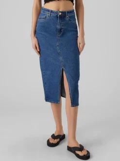 Sale Vero Moda Veri Denimnederdel, , M Medium Blue Denim