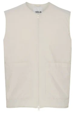 Outlet Solid Vest, , M Oatmeal