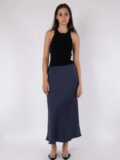 Hot Neo Noir Vicky Heavy Sateen Nederdel, , 40 Midnight Blue
