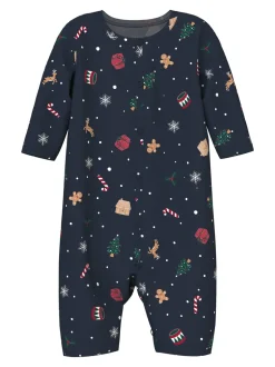 Name It Vismas Baby Natdragt, , 68 cm Navy Blazer Xmas AOP