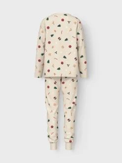 Hot Name It Vismas Kids Pyjamassæt, , 116 cm Whitecap Gray Xmas AOP