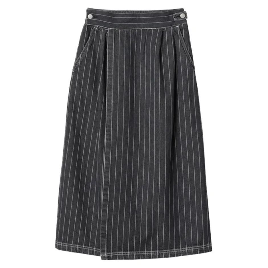Carhartt WIP W' Orlean Nederdel, Black/White (Stone Washed), XS*Dame Nederdele