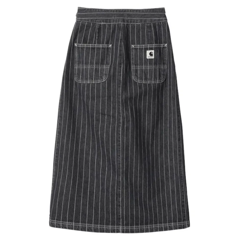 Carhartt WIP W' Orlean Nederdel, Black/White (Stone Washed), XS*Dame Nederdele