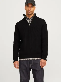 R.D.D. Royal Denim Division Walt half Zip Striktrøje, , M Black