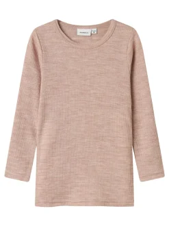 New Name It Wax Wool Rib Langærmet T-shirt, , 110 cm Shadow Gray
