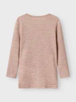 New Name It Wax Wool Rib Langærmet T-shirt, , 110 cm Shadow Gray