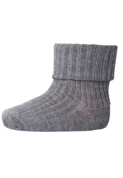Best MP Denmark Wool Rib Baby Strømper, , 25-28 Grey Melange