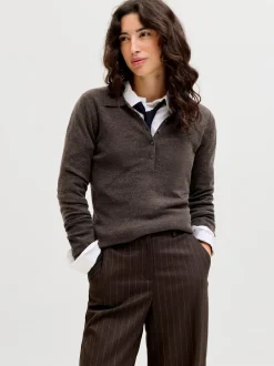New JJXX Wren Wool Blend Polo Striktrøje, , M Bracken