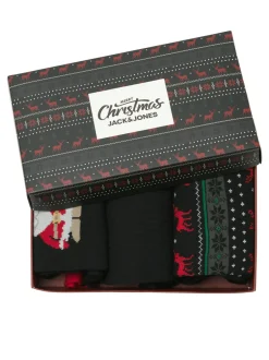 Clearance Jack & Jones Junior Xmas Reindeer Giftbox 3-pak Strømper, , 38-43 Black