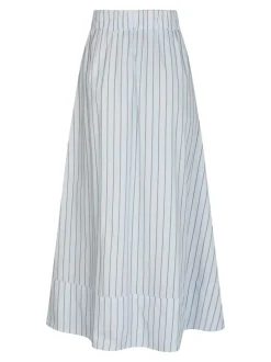 New Neo Noir Yara Stripe Poplin Long Nederdel, , 36 Light Blue