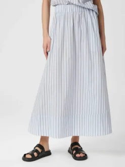New Neo Noir Yara Stripe Poplin Long Nederdel, , 36 Light Blue