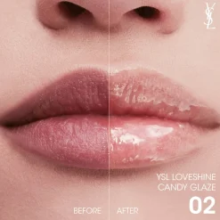 New Yves Saint Laurent YSL Loveshine Candy Glaze Lipgloss Stick, 2 Healthy Glow Plumper